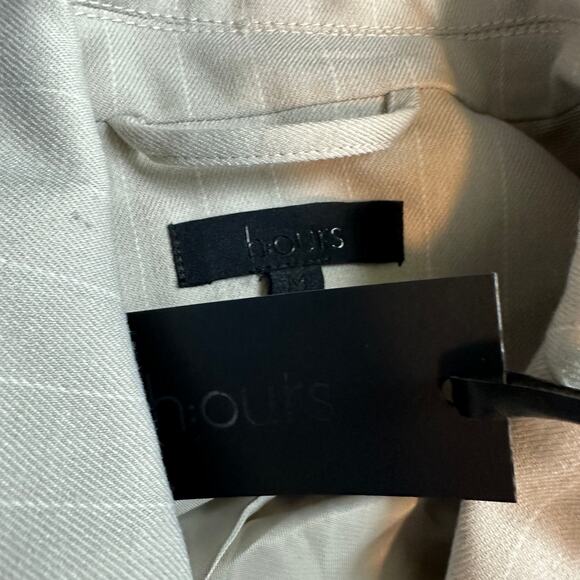 h:ours Gray Crop Tweed Blazer MEDIUM Bolero Padded Shoulder Revolve Designer NEW - Picture 8 of 9